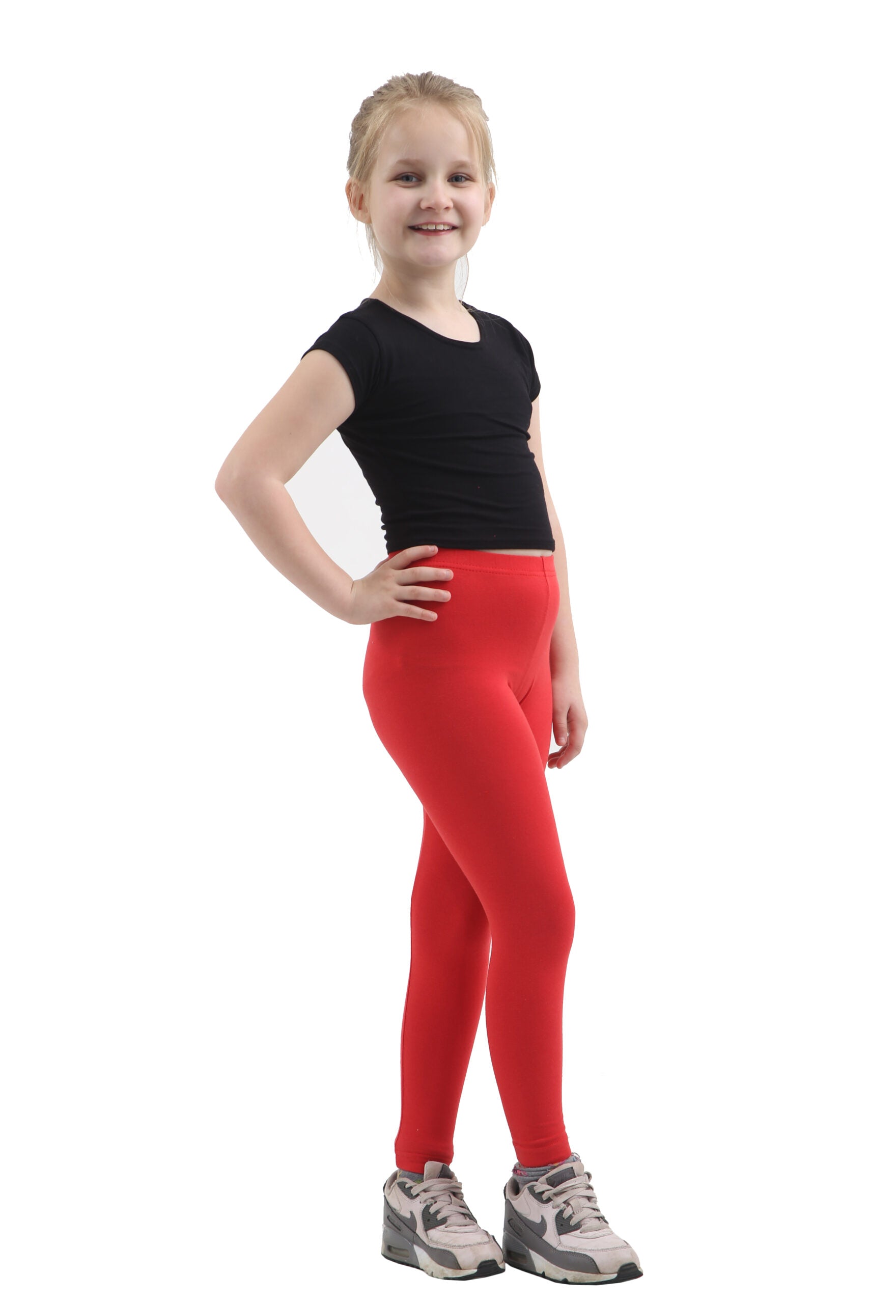 Crazy Chick Girls Red Cotton Leggings Full Length-0