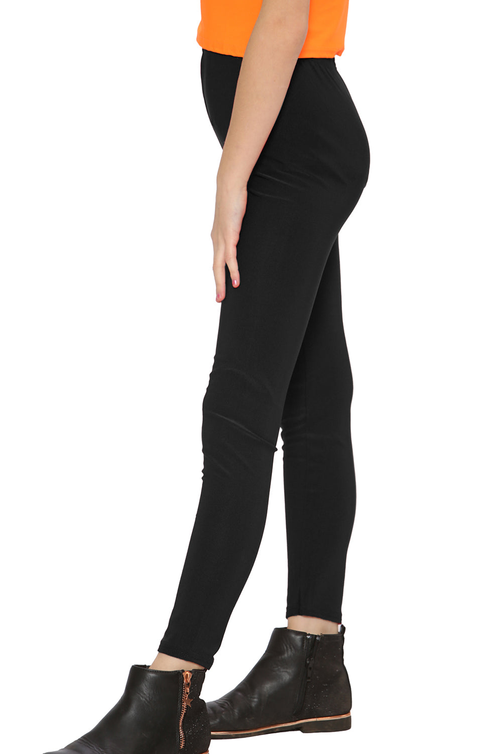 Crazy Chick Girls Microfibre Black Leggings-0