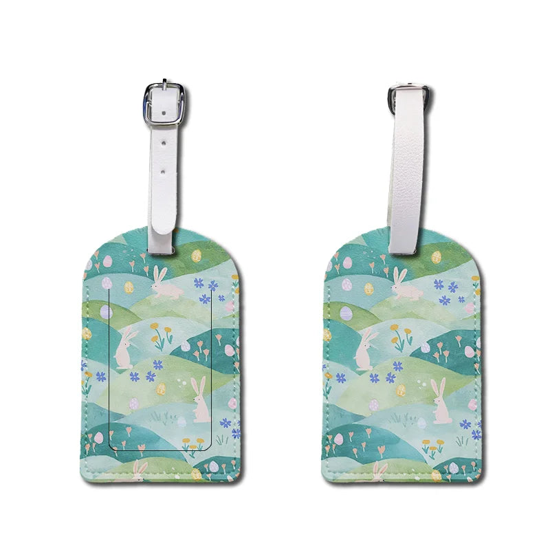 Luggage Tags with Privacy Cover PU Leather Cruise Ship Waterproof Tag Flowers Unique Suitcase Tags for Men Kids Women