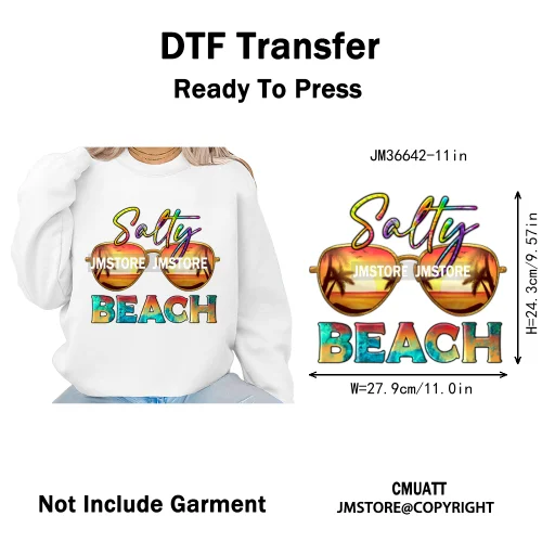 Happy Summer Boat Cruise Life Salty Beach Family Island Vacation Iron on DTF Thermal Transfer Sticker Ready to Press for Clothes