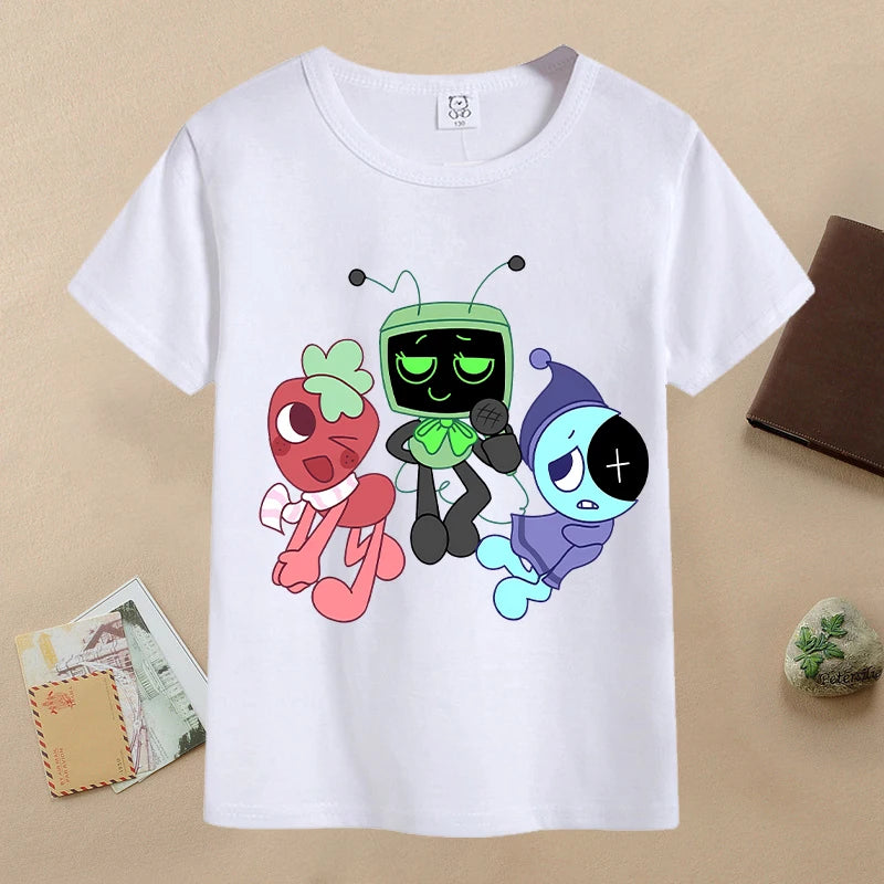 New Dandys World Children T-shirts Kawaii Cartoon Printed T-shirt Baby Boys Casual Short-sleeved Tops 2025 Summer Kids Clothing