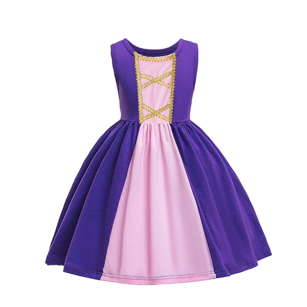 Patchworks Cosplay Princess Dress for Kids Girl Summer Sleeveless Vestido Casual Children Clothing One Piece Dress Fashion Stlye