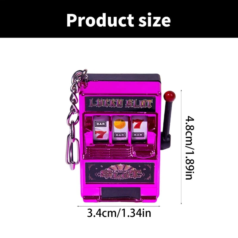 Mini Casino Lucky Charm Jackpot Keychains Handbags Charm Pendant Keychain Novelty Gifts for Women Men