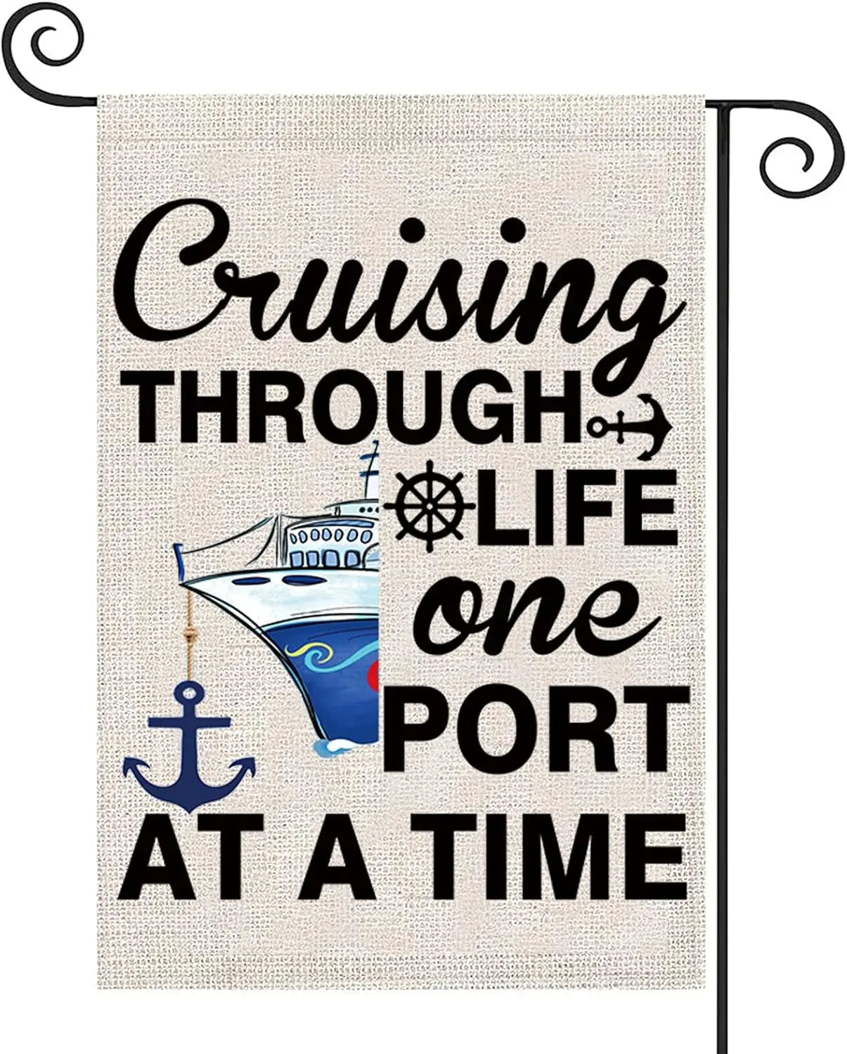 ZJXHPO Cruising Ship Garden Flag Cruise Life Gift Cruising Through Life One Port At A Time Banner Summer Cruise Vacation Dec CCK