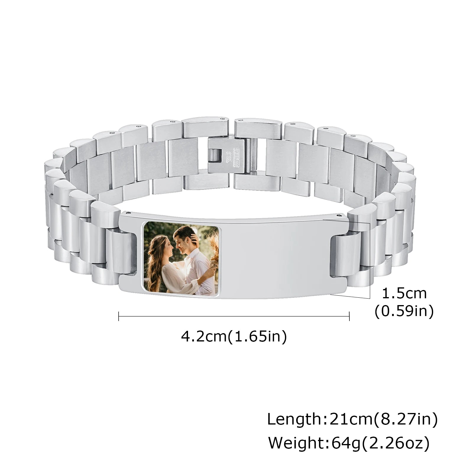 Customized Colorful Photo Bracelets for Men,Stainless Steel Watch Band Wristband with Free Regulator,Valentine's Day Father Gift
