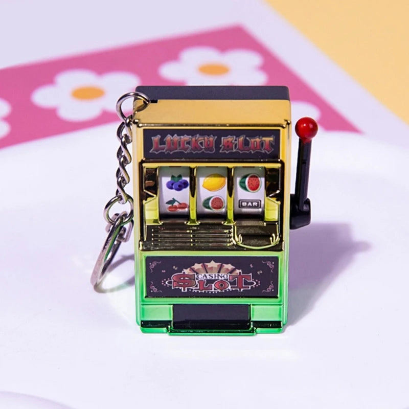 Mini Casino Lucky Charm Jackpot Keychains Handbags Charm Pendant Keychain Novelty Gifts for Women Men