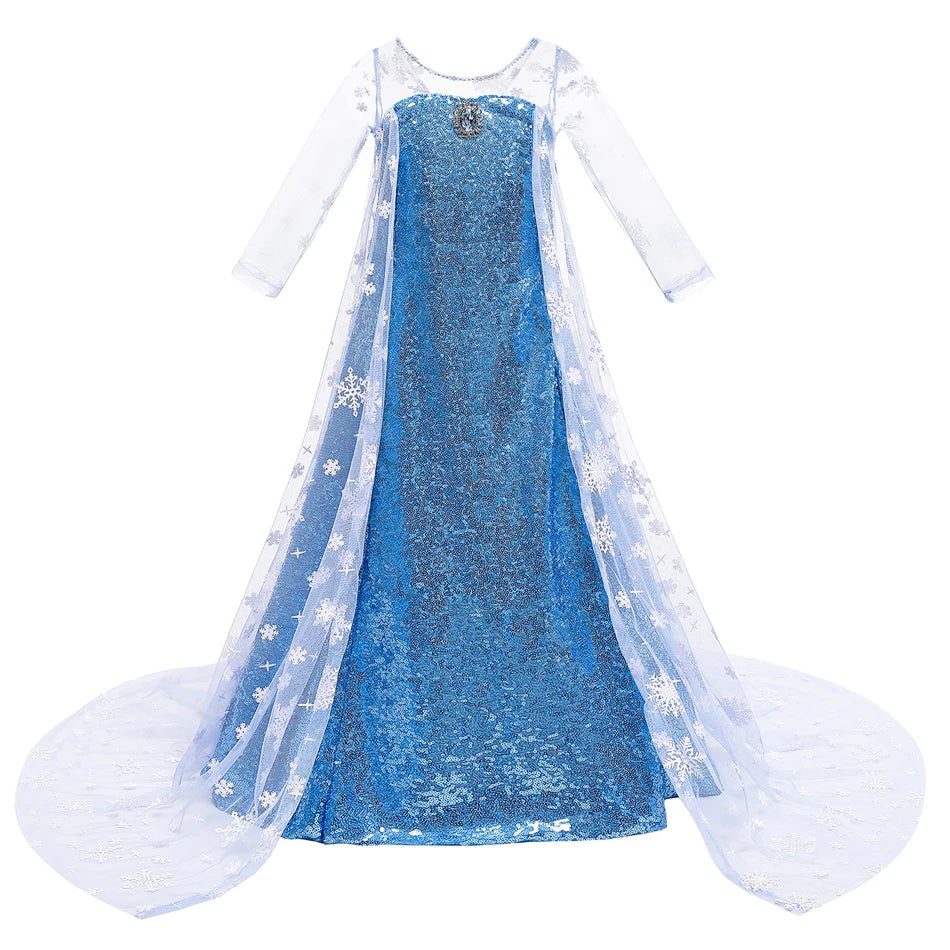 Elsa Dress for Girls Costume Snow Queen Kids Princess Dress Cosplay Birthday Party Children Clothing Carnival Easter Outfits