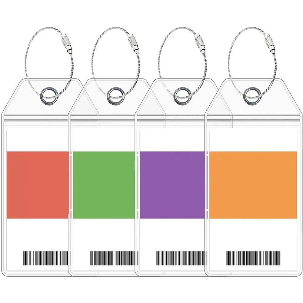 Travel Luggage Cruise Tags Holder Pouch Resealable Waterproof Clear Ship Ticket Card Sleeve Keyring with Steel Wire Cable Loop
