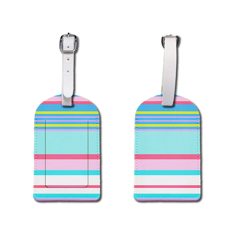 Luggage Tags with Privacy Cover PU Leather Cruise Ship Waterproof Tag Flowers Unique Suitcase Tags for Men Kids Women