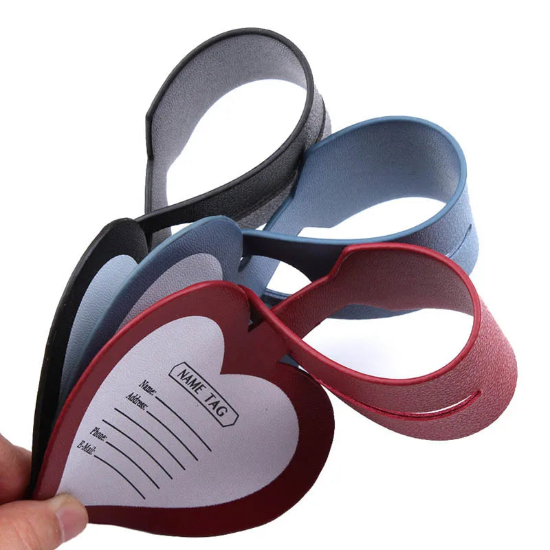 Travel Accessories Simple Colorful Loving Heart Luggage Tag PU Suitcase ID Addres Holder Baggage Boarding Tag Portable Label