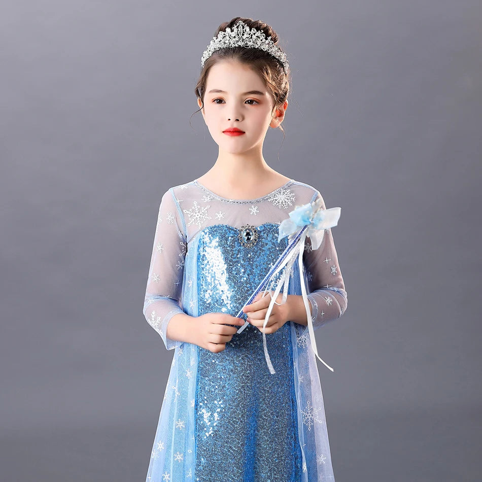 Elsa Dress for Girls Costume Snow Queen Kids Princess Dress Cosplay Birthday Party Children Clothing Carnival Easter Outfits