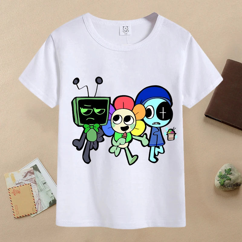 New Dandys World Children T-shirts Kawaii Cartoon Printed T-shirt Baby Boys Casual Short-sleeved Tops 2025 Summer Kids Clothing
