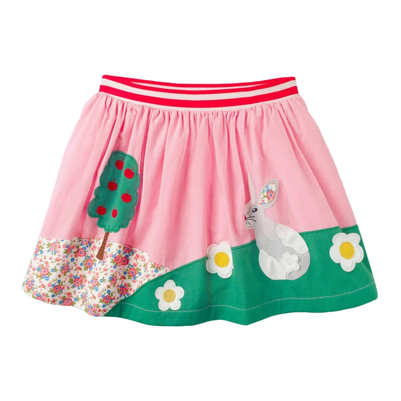 Little maven 2025 Summer Clothes Lovely Skirt Pink Pretty Rabbit Floral Baby Girls Casual Comfort Wear for Kids 2 to 7 years