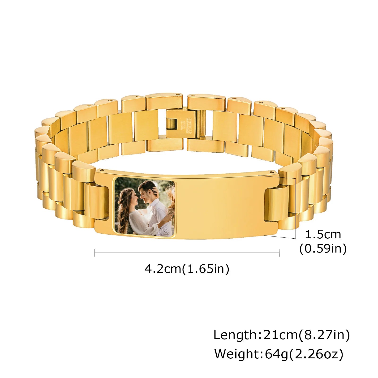 Customized Colorful Photo Bracelets for Men,Stainless Steel Watch Band Wristband with Free Regulator,Valentine's Day Father Gift