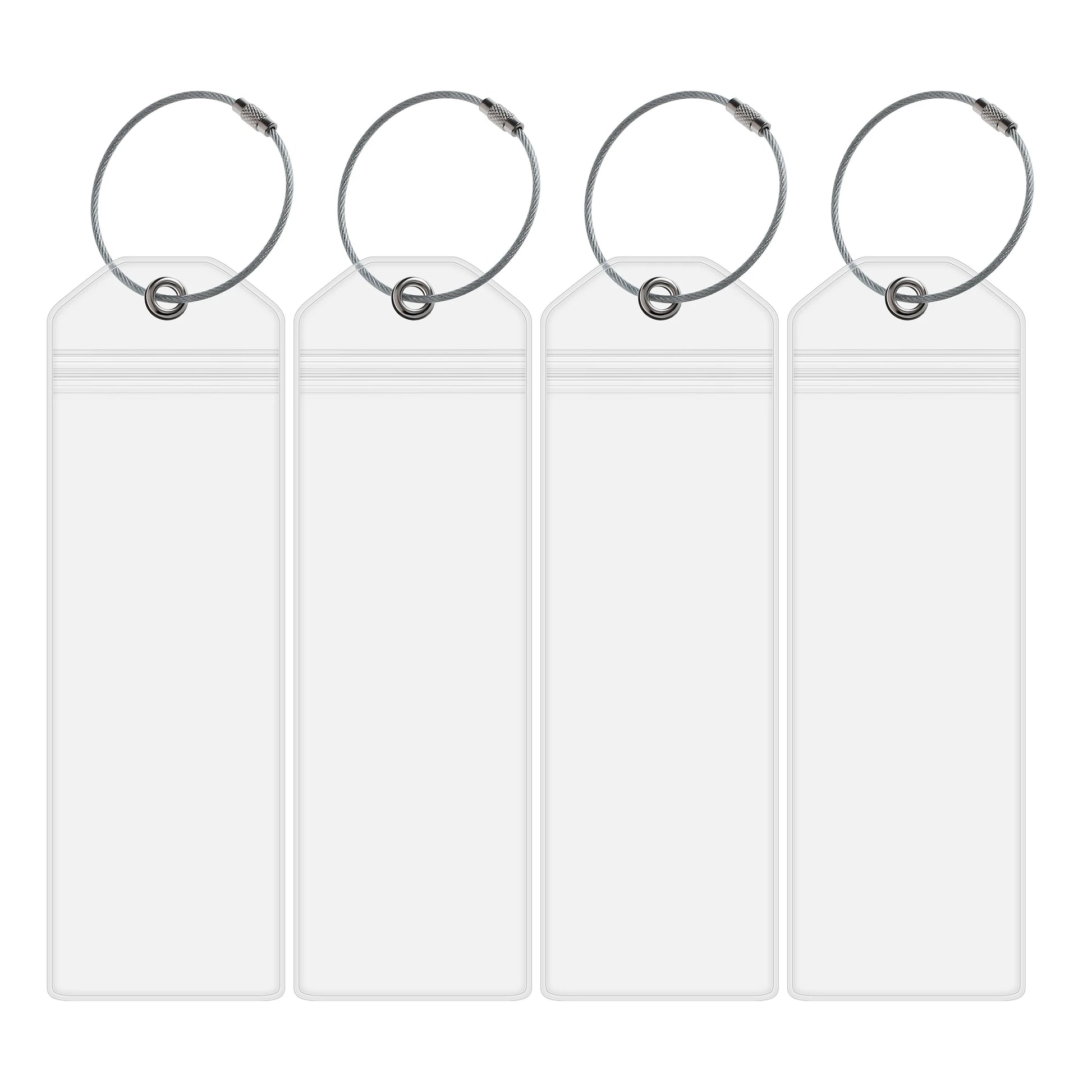 4 Pieces Cruise Tags Luggage Tag Holders for Royal Caribbean & Celebrity Cruise Ship with Zip Seal & Steel Loops Thick PVC