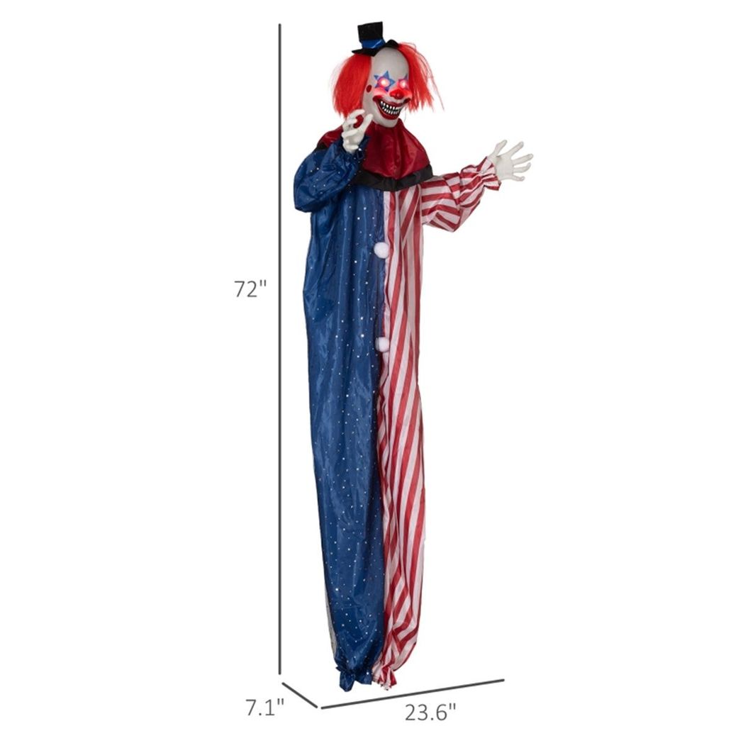Spooktacular Touch-Activated Clown with Glowing Eyes - 6ft Halloween Decor