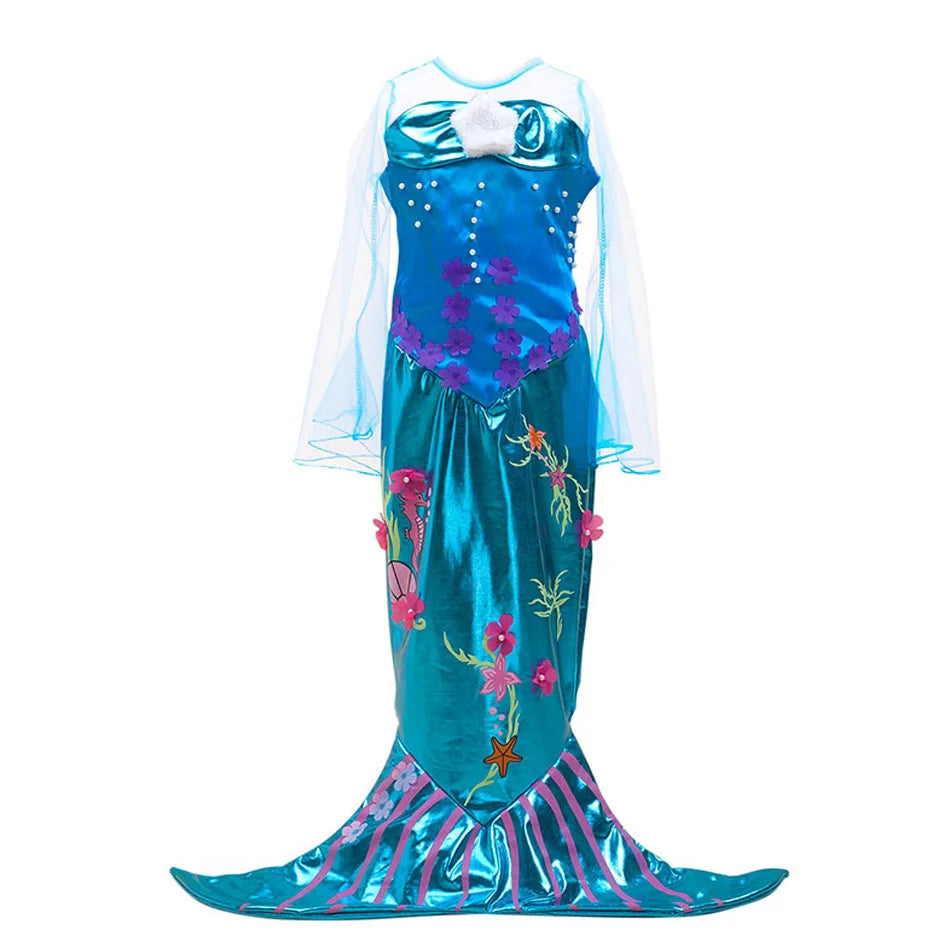 Children Princess Costume Kids Mermaid Halloween Clothes Little Girls Summer Stage Performance Clothing Kids Cosplay Dresses