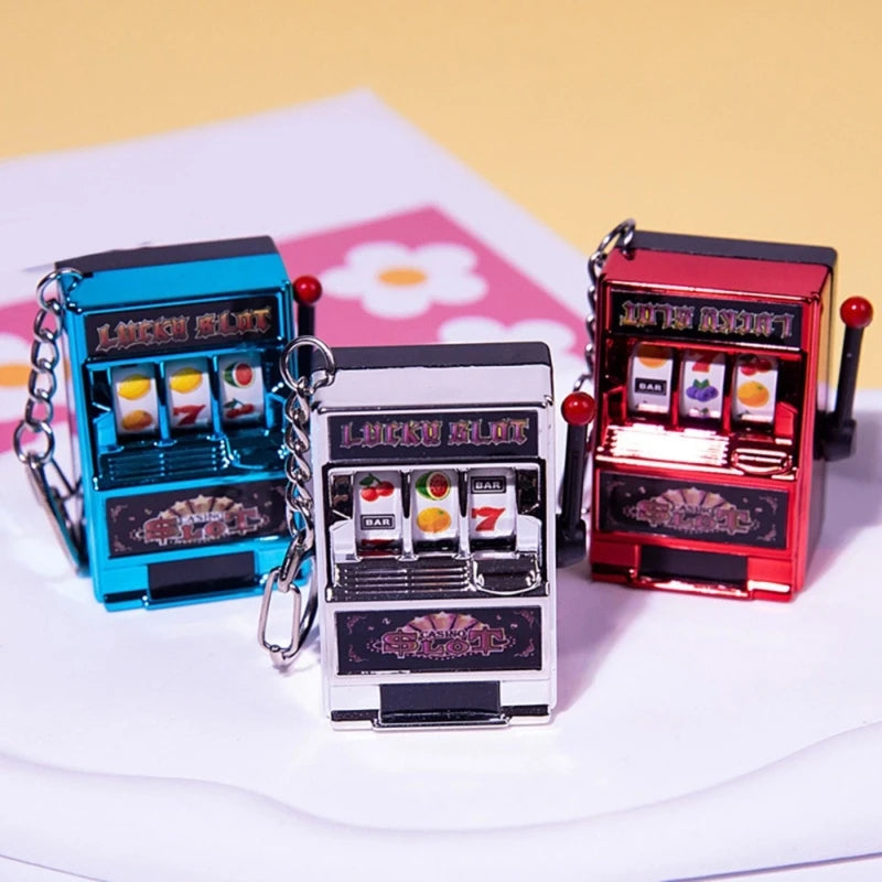 Mini Casino Lucky Charm Jackpot Keychains Handbags Charm Pendant Keychain Novelty Gifts for Women Men