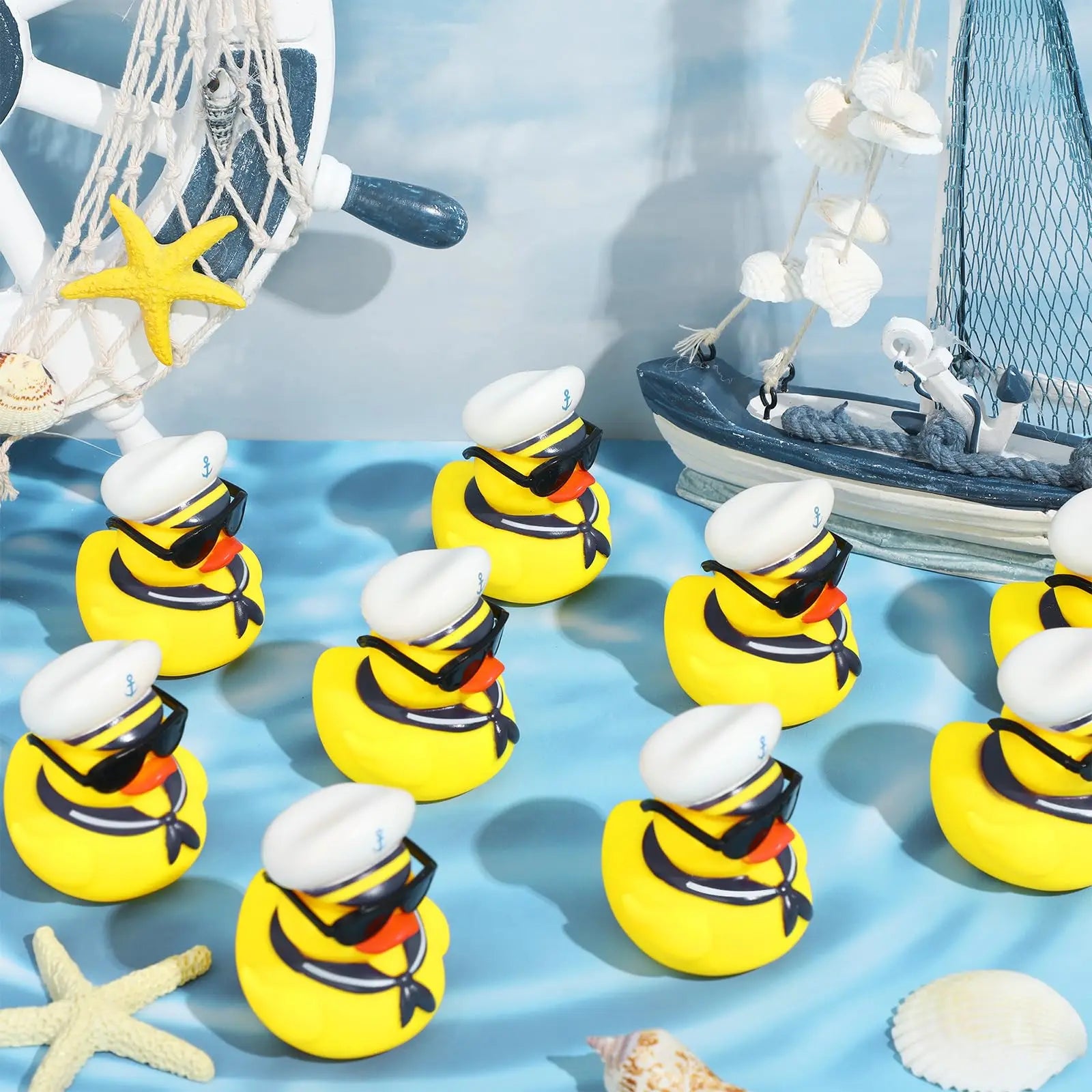 12/24/36Pcs Cruise Rubber Duck Bulk with Sunglasses Sets  Mini Sailing Rubber Ducks Summer Cruise Ship Toy Squeaky Duck