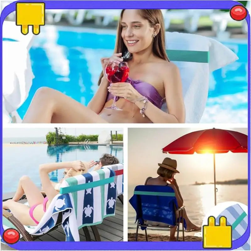 Beach Towel Bands (4 Pack),Beach Chair, Pool Chairs & Cruise Ship Essentials,The Better Towel Chair Clips Towel Holder