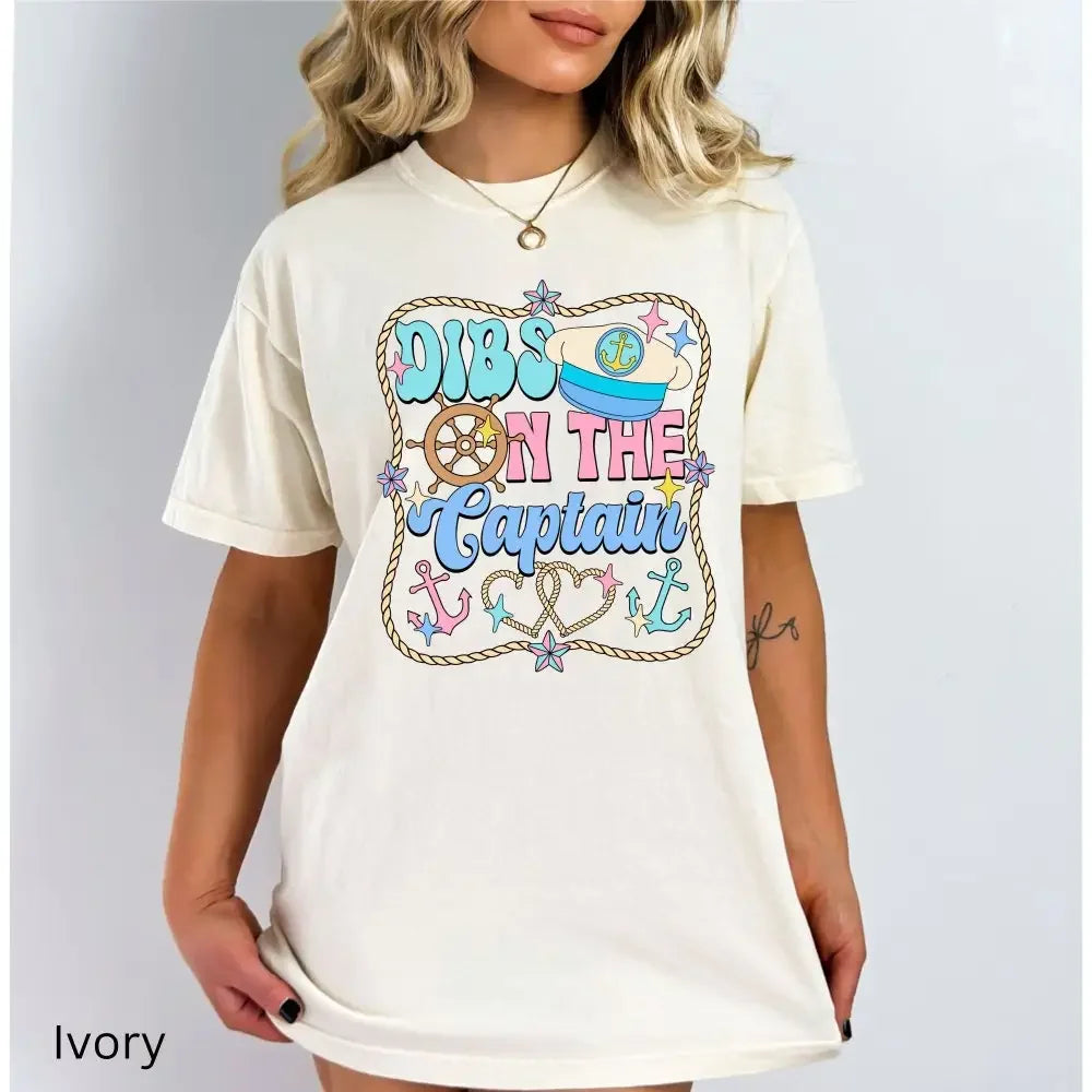 Dibs On The Captain T Shirt Boating Women Lake Life Funny Boat Sailing Cruise Saling Summer