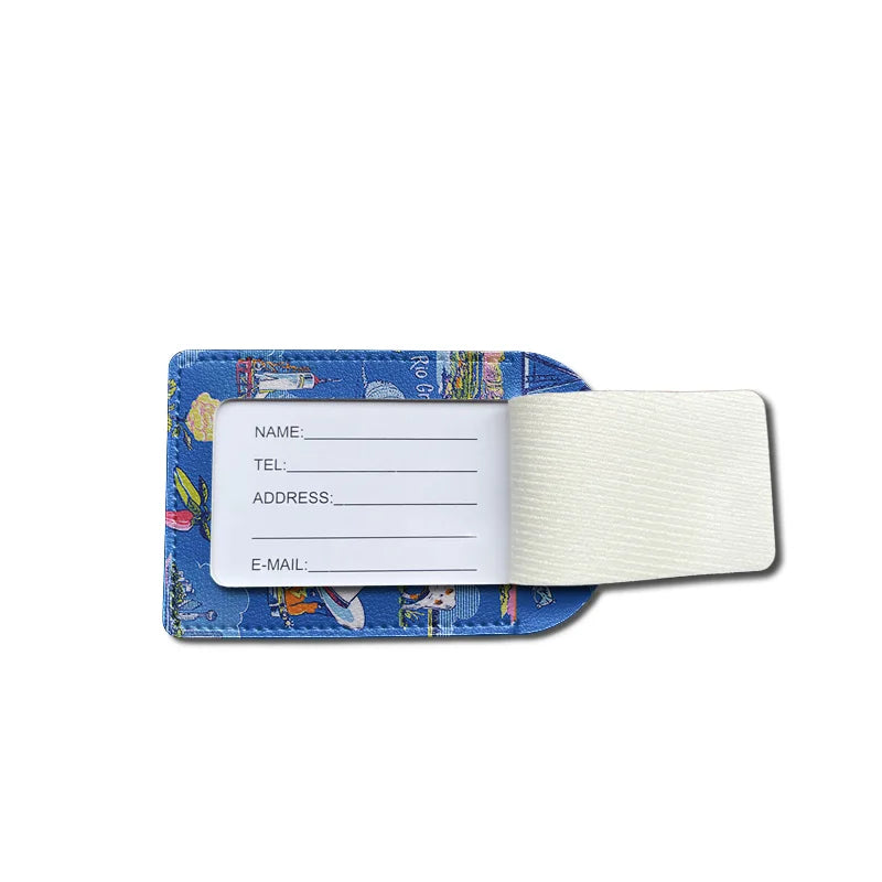 Luggage Tags with Privacy Cover PU Leather Cruise Ship Waterproof Tag Flowers Unique Suitcase Tags for Men Kids Women