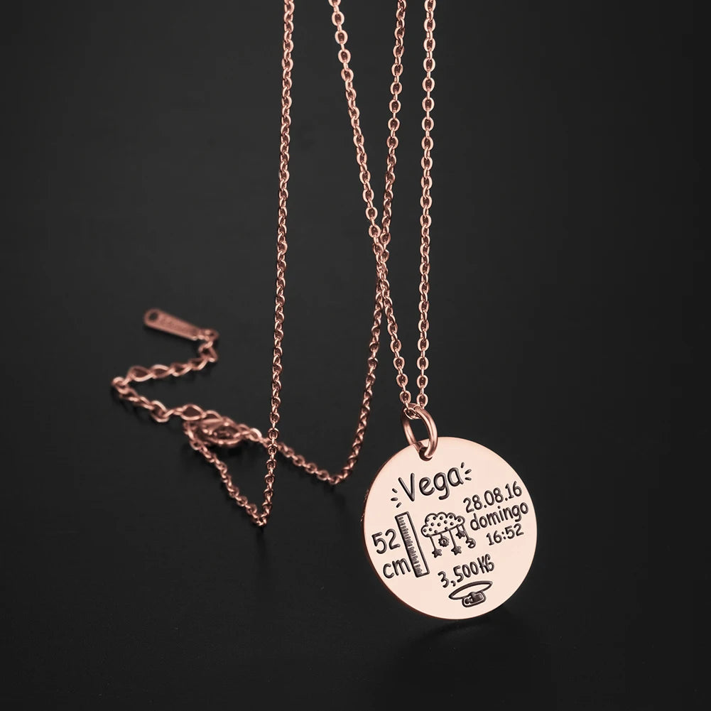 Personalized Necklace Custom Baby Name Child Kid Birth Gift For Women New Born Mother Father Day Mom Dad Stainless Steel Jewelry