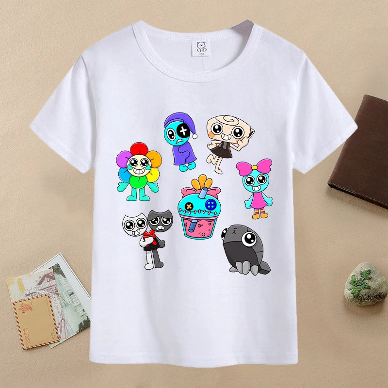 New Dandys World Children T-shirts Kawaii Cartoon Printed T-shirt Baby Boys Casual Short-sleeved Tops 2025 Summer Kids Clothing