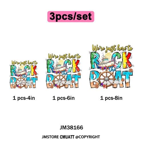 Happy Summer Boat Cruise Life Salty Beach Family Island Vacation Iron on DTF Thermal Transfer Sticker Ready to Press for Clothes