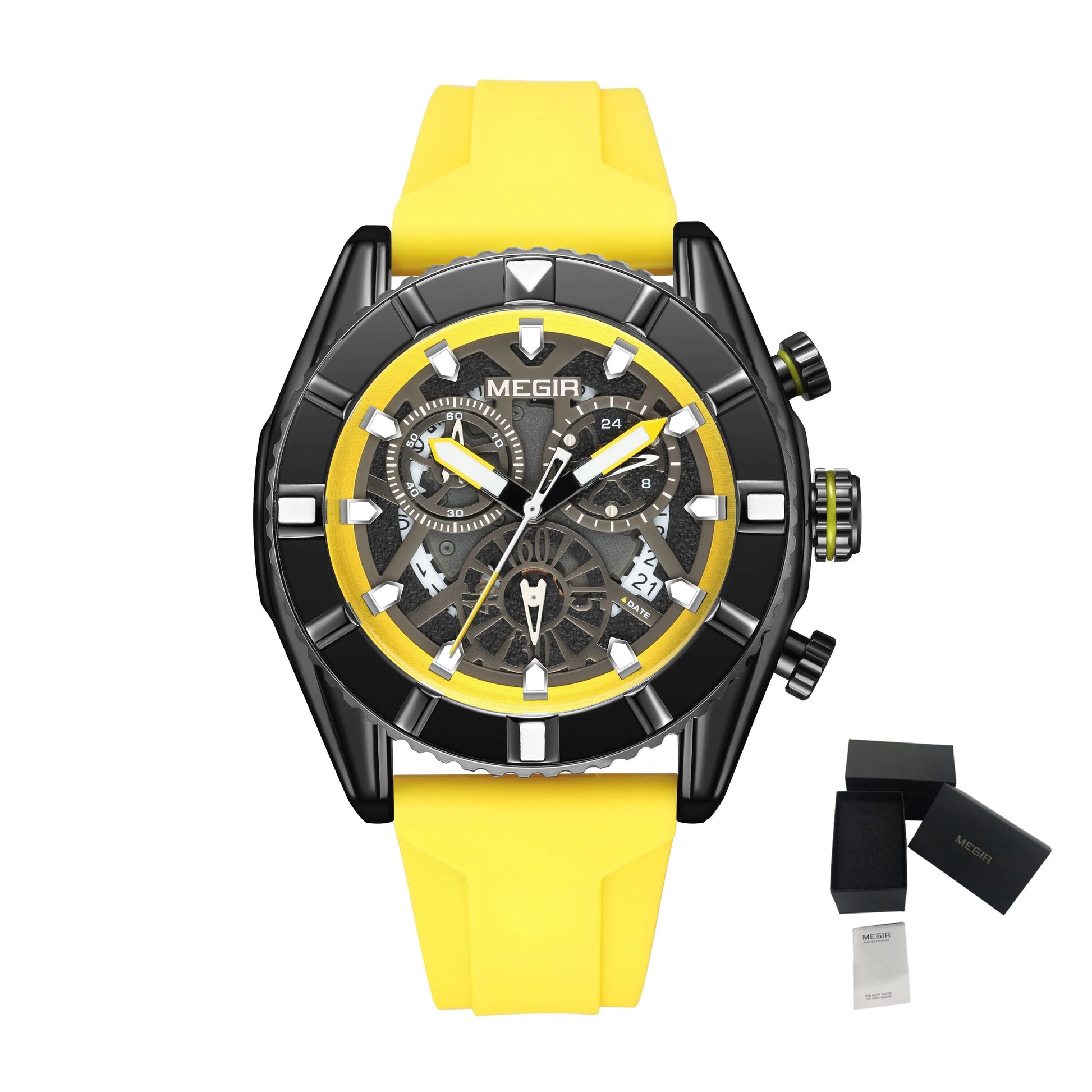 MEGIR Big Dial Watches Men Quartz Military Watch Silicone Strap Sport Watch Waterproof Clock Male Chronograph Relogio Masculino-19