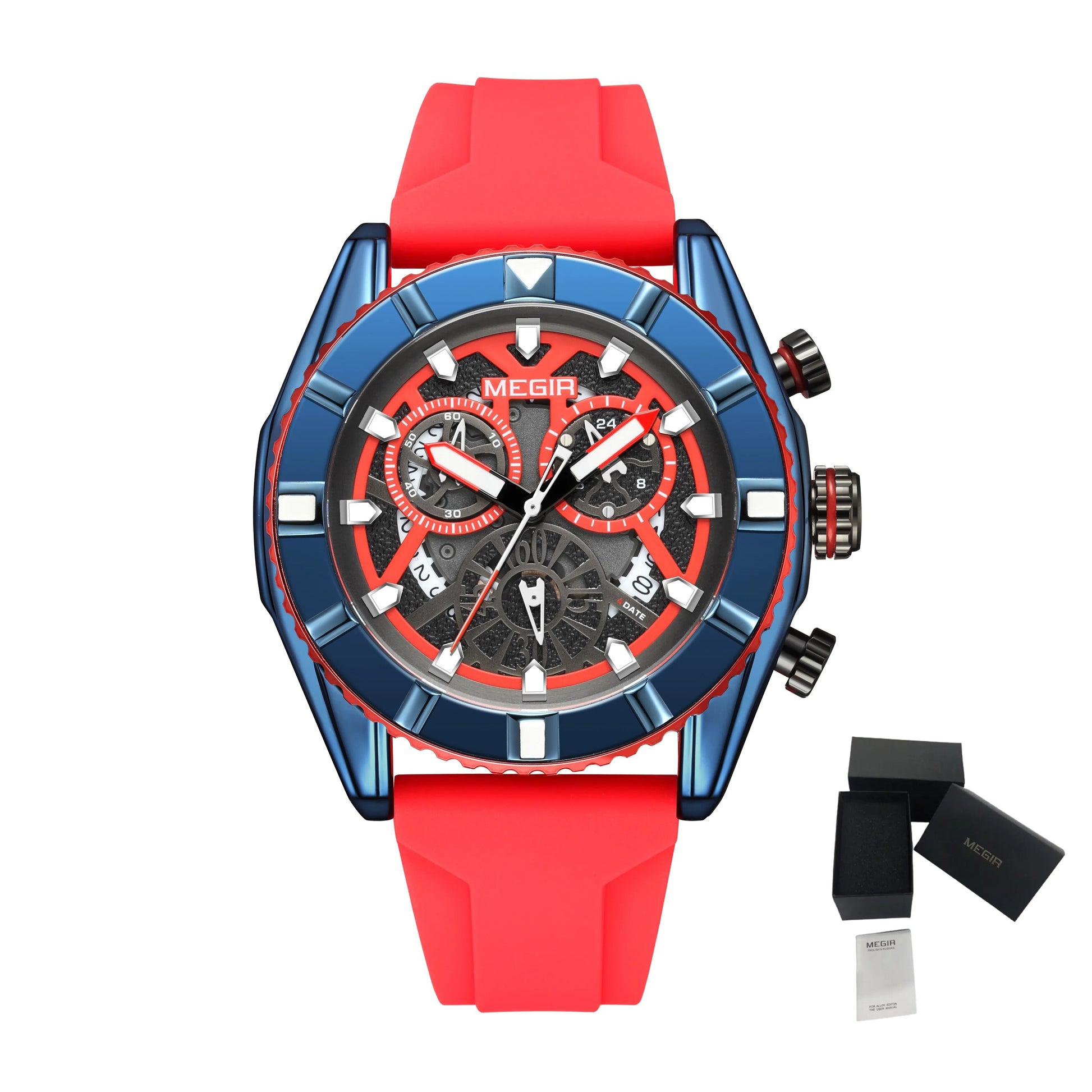 MEGIR Big Dial Watches Men Quartz Military Watch Silicone Strap Sport Watch Waterproof Clock Male Chronograph Relogio Masculino-16