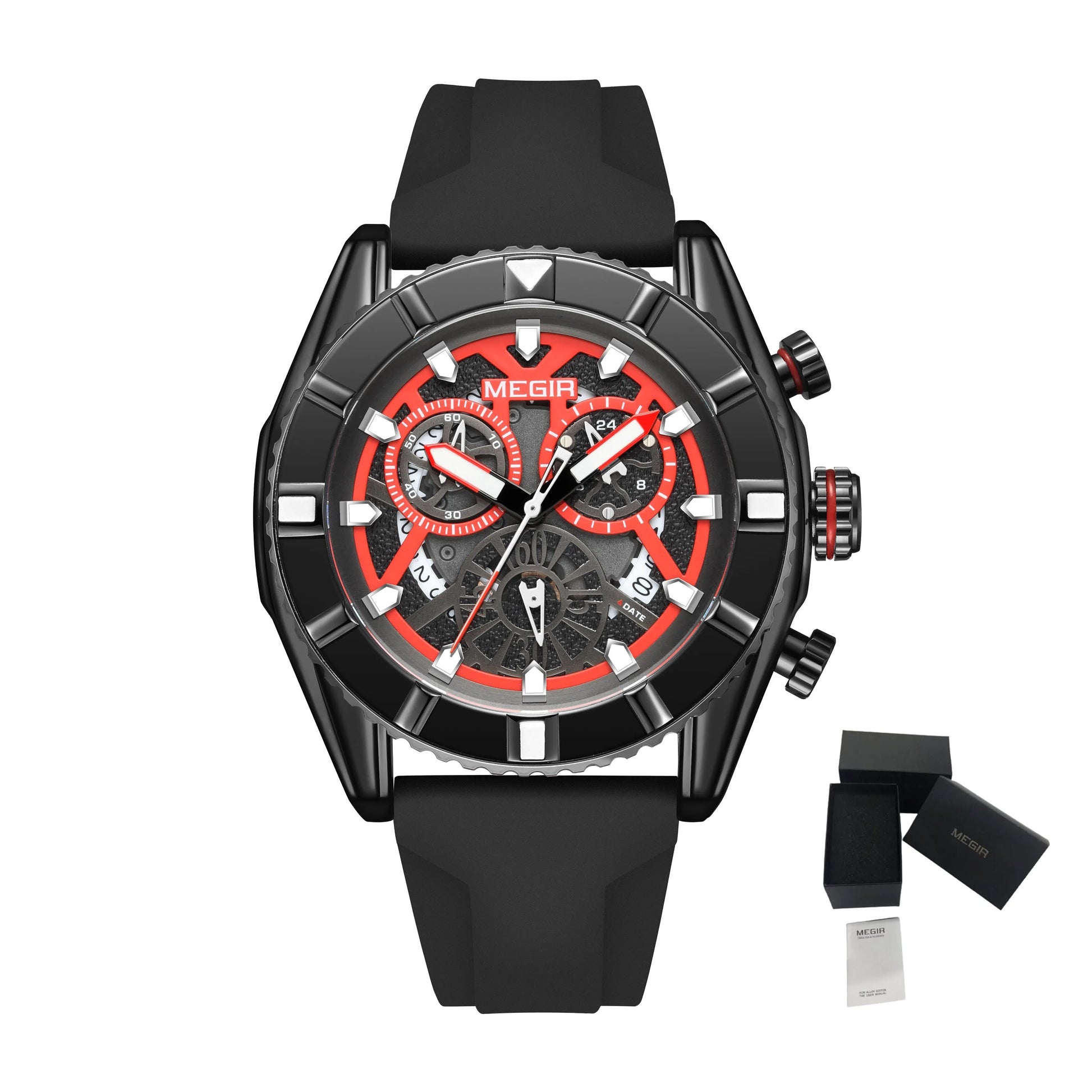MEGIR Big Dial Watches Men Quartz Military Watch Silicone Strap Sport Watch Waterproof Clock Male Chronograph Relogio Masculino-18