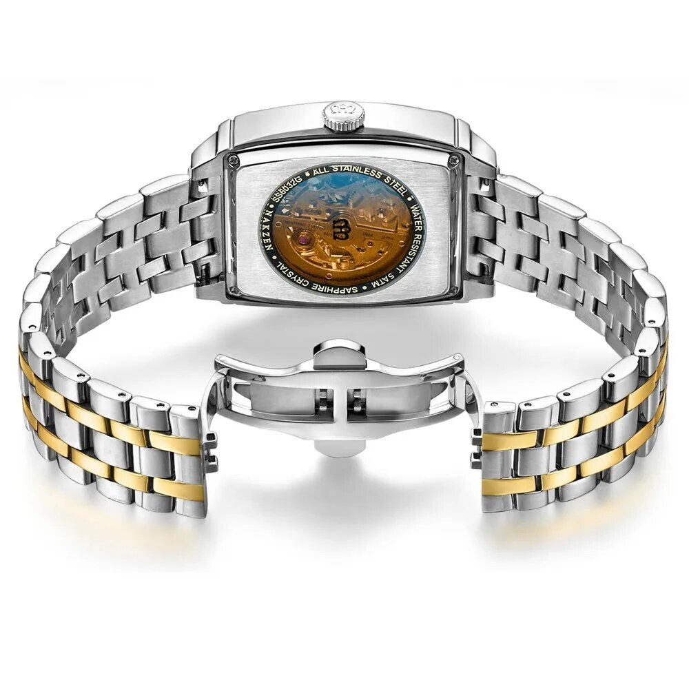 NAKZEN Rectangle Automatic Mechanical Men Watches Unique Design Tourbillon Skeleton Watch Luxury Valuable Male Clock Wrist Watch-5