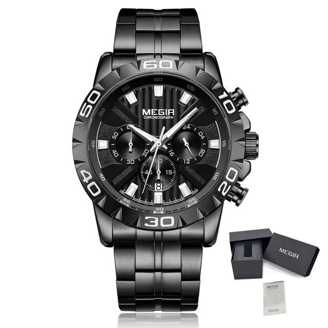 MEGIR Watches Business Mens Watches Top Brand Luxury Quartz Casual Wristwatch Date Clock Waterproof Wrist Watch Chronograph 2087-14