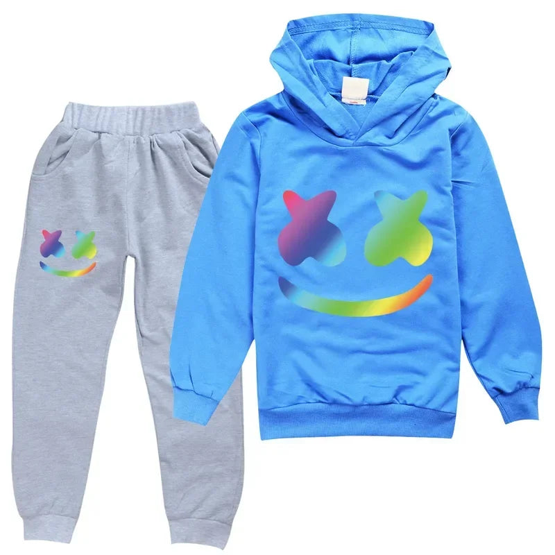 DJ Spring Season Autumn Clothing Set Kids Hoodies and Pants Suit Toddler Boys Tracksuit Teen Girls Casual Outfits