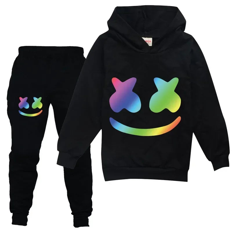 DJ Spring Season Autumn Clothing Set Kids Hoodies and Pants Suit Toddler Boys Tracksuit Teen Girls Casual Outfits