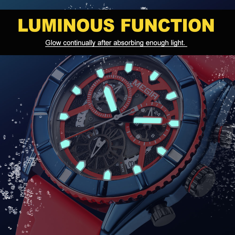 MEGIR Big Dial Watches Men Quartz Military Watch Silicone Strap Sport Watch Waterproof Clock Male Chronograph Relogio Masculino-5