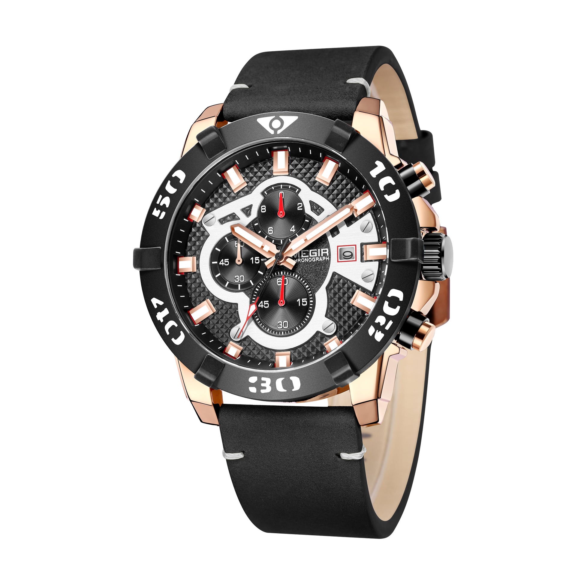 MEGIR Men Watches Fashion Luxury Big Dial Sports Watches Waterproof Quartz Wristwatch Chronograph Man Casual Luminous Clock 2136-6
