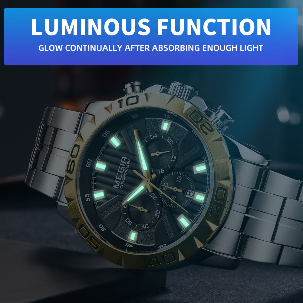 MEGIR Watches Business Mens Watches Top Brand Luxury Quartz Casual Wristwatch Date Clock Waterproof Wrist Watch Chronograph 2087-4