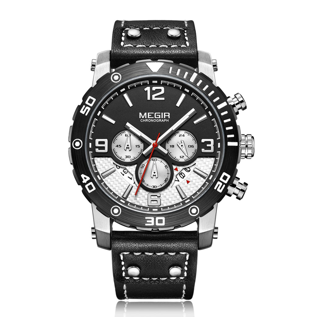 MEGIR Men's Casual Watch Top Brand Luxury Business Wrist Watch Leather Luminous Sports Military Watches Chronograph Male Clock-5