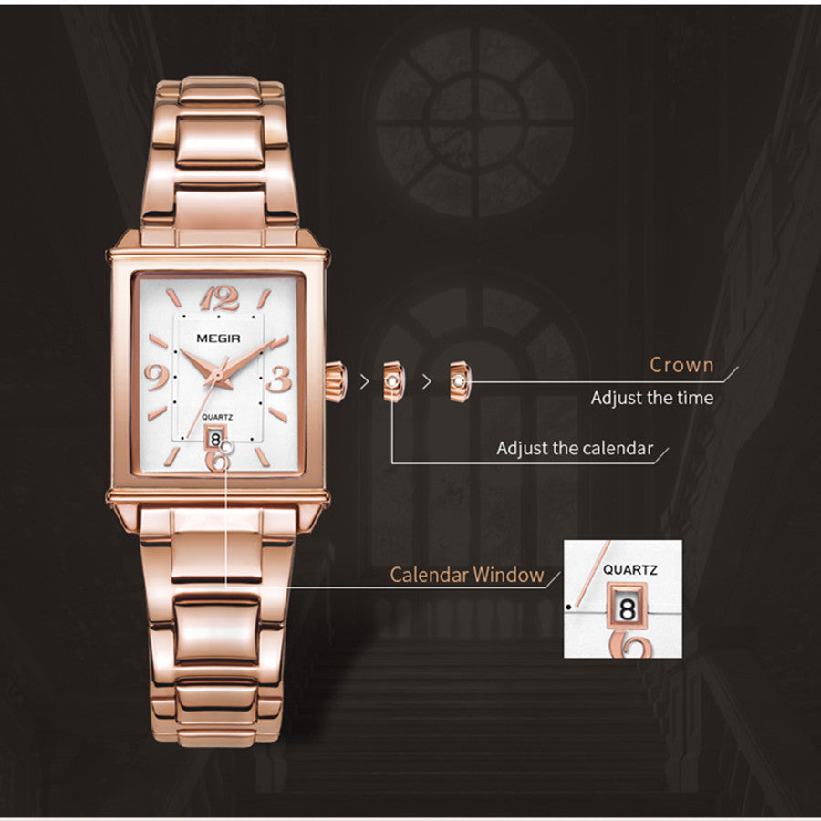 MEGIR White Women's Watches Top Brand Luxury Waterproof Woman Watch Bracelet Fashion Stainless Steel Band Wrist Watch for Women-8