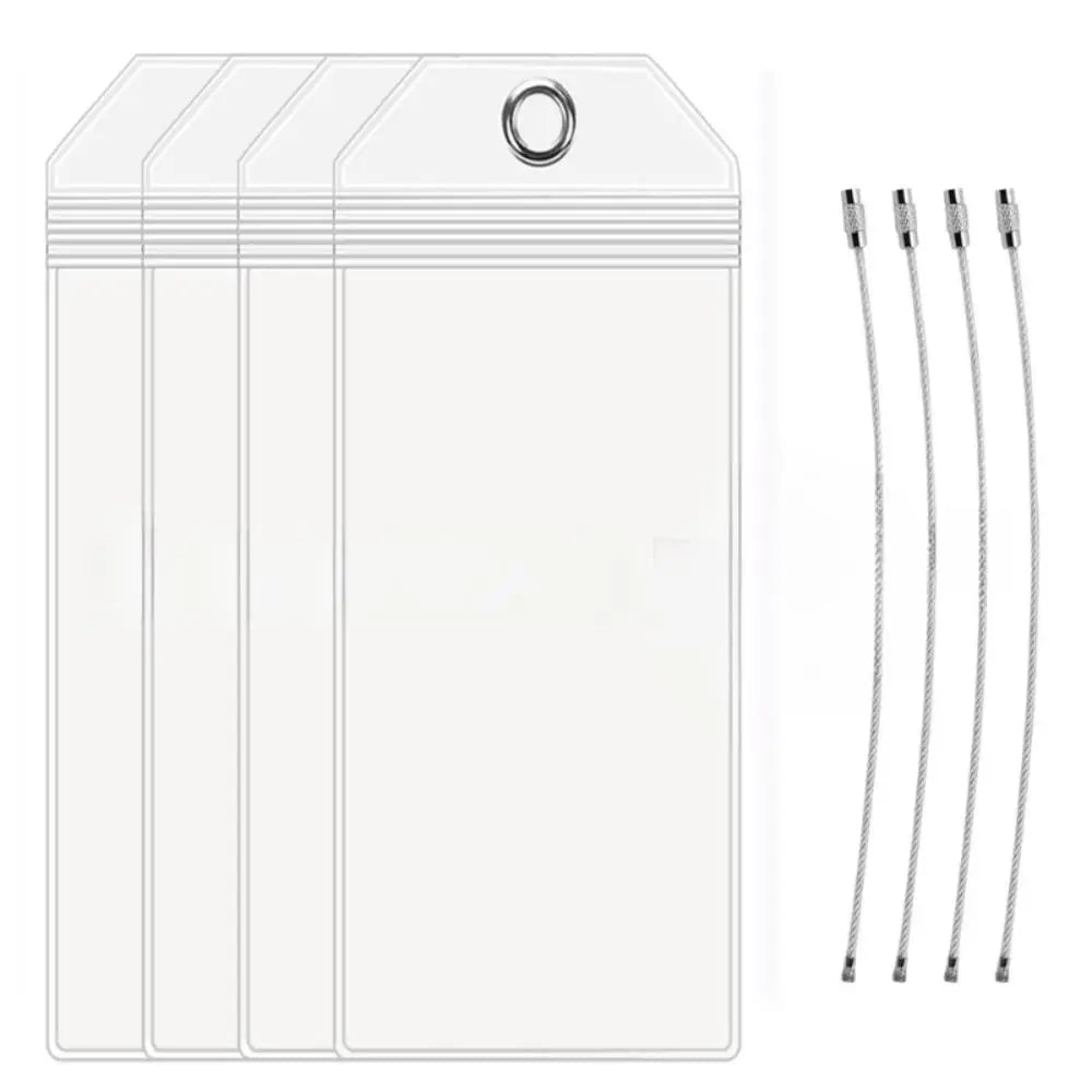 Zip Seal Pouch Cruise Luggage Tag Holders Waterproof Steel Wire Cable Loop Ship Ticket Card Sleeve PVC Clear Cruise Tags