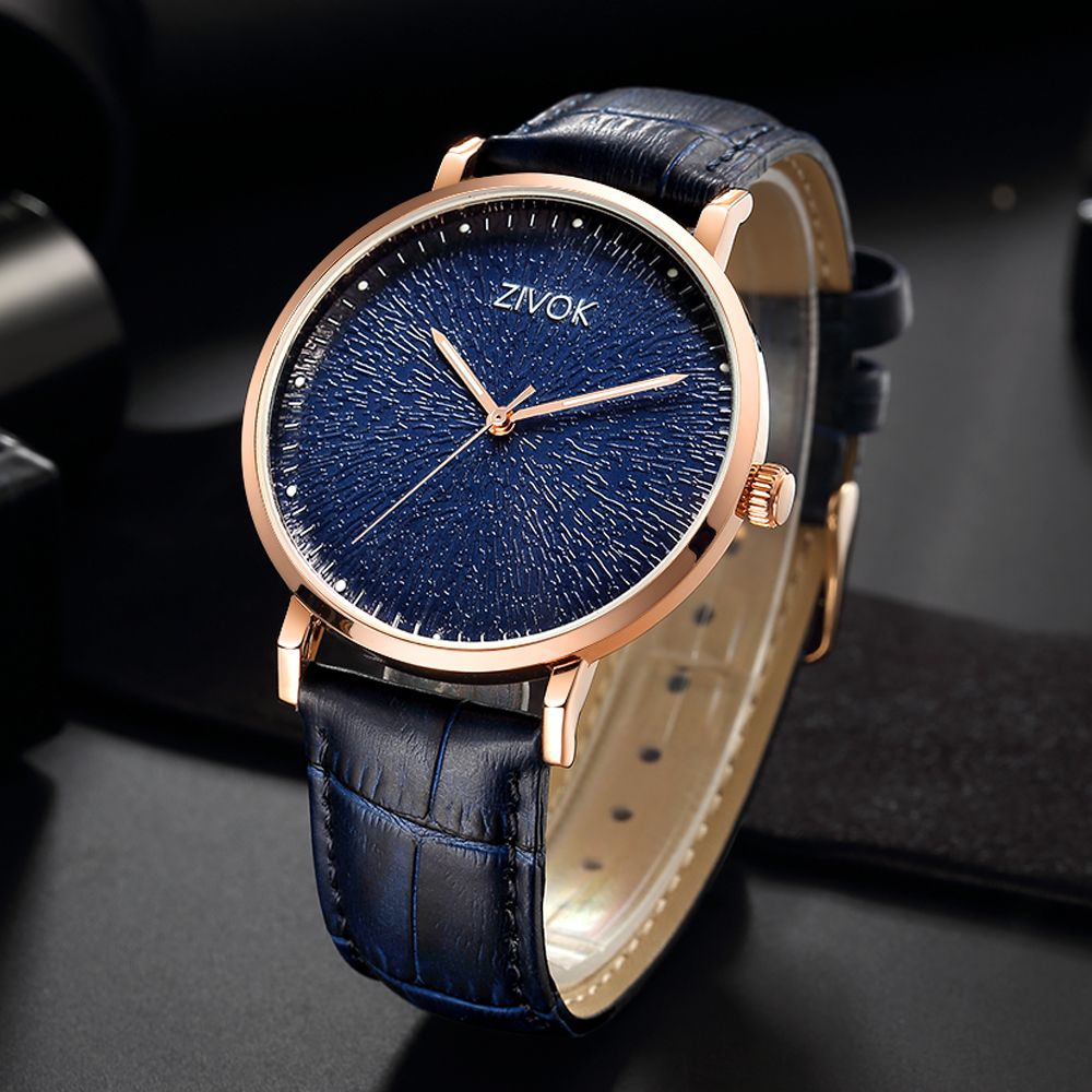 ZIVOK Fashion Quartz Wristwatch Men Sports Watches Waterproof Leather Strap Men's Clock Watch Relogio Masculino-6