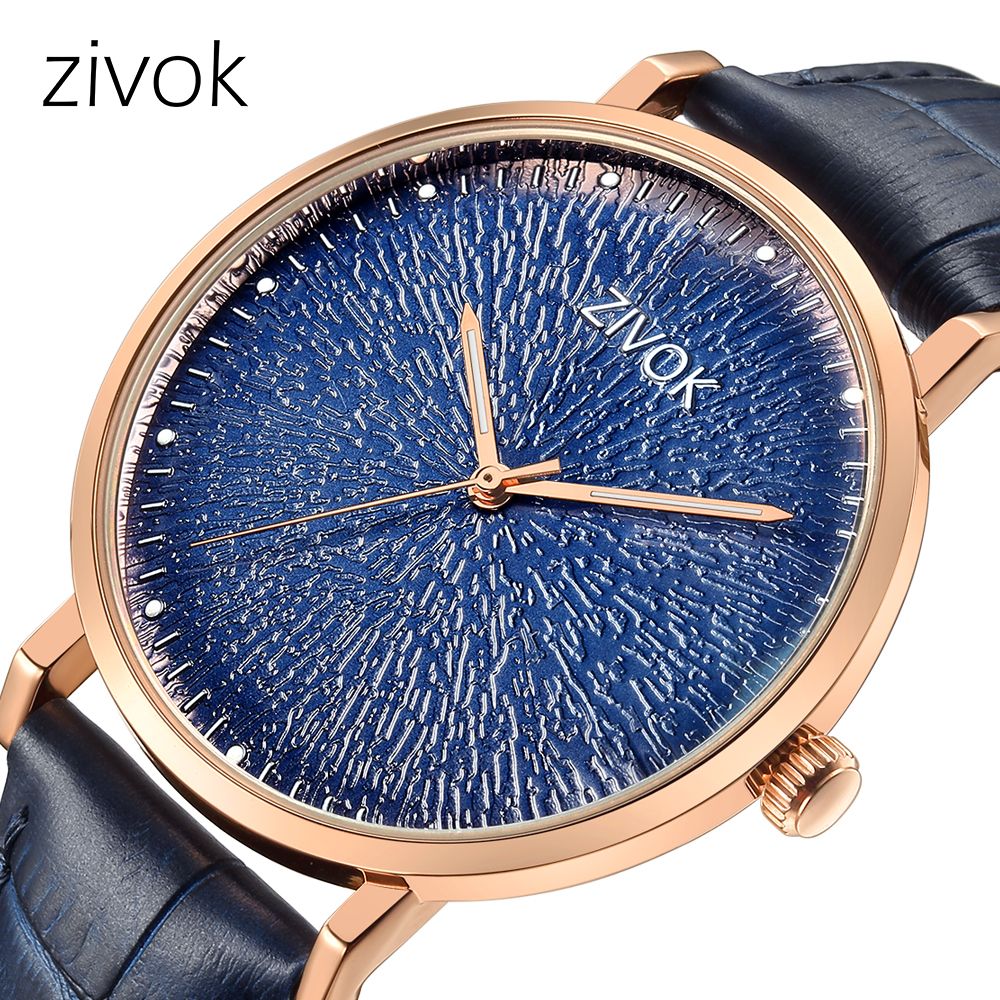 ZIVOK Fashion Quartz Wristwatch Men Sports Watches Waterproof Leather Strap Men's Clock Watch Relogio Masculino-0