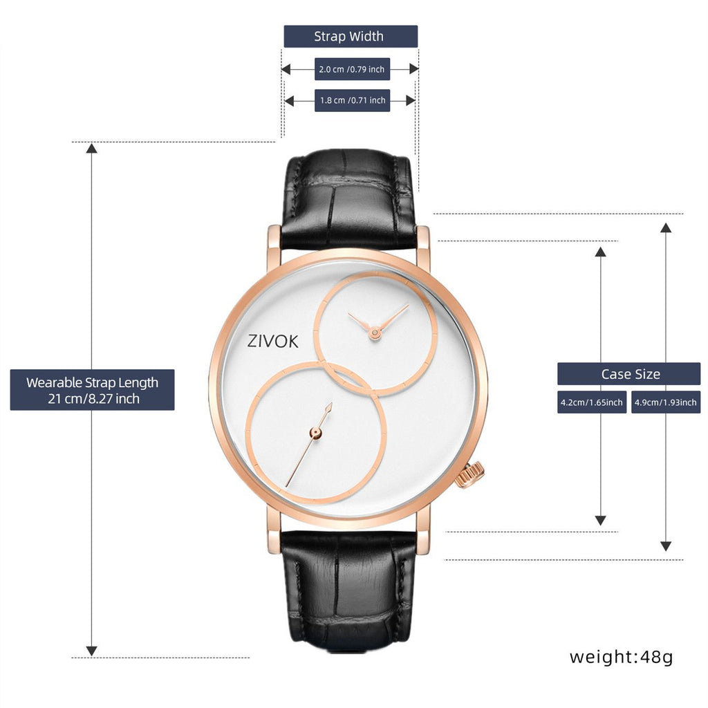 ZIVOK Large Dial Men's Quartz Watches Leather Bracelet Sport Men Watches Waterproof Male Clock Reloj Hombre-5