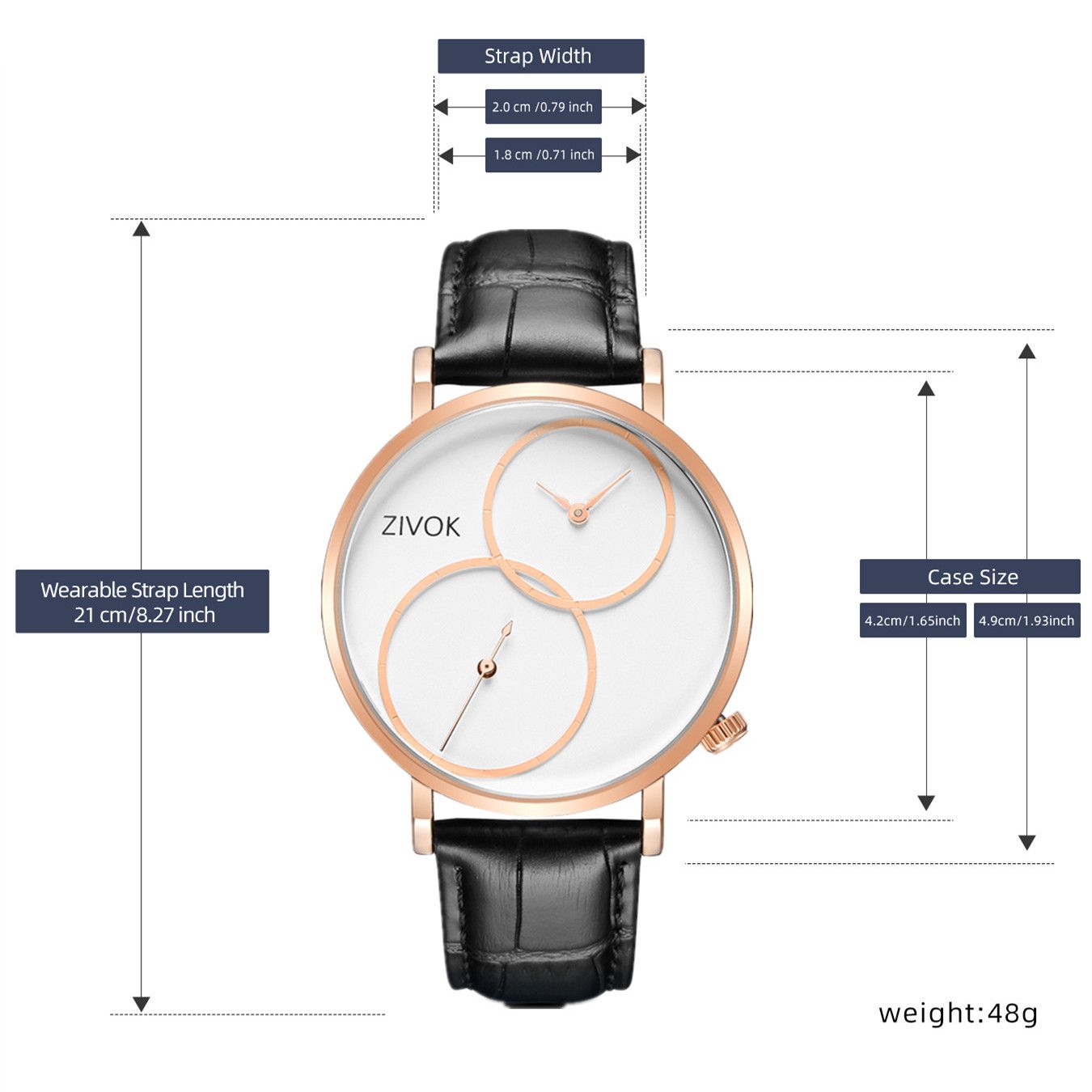 ZIVOK Large Dial Men's Quartz Watches Leather Bracelet Sport Men Watches Waterproof Male Clock Reloj Hombre-5