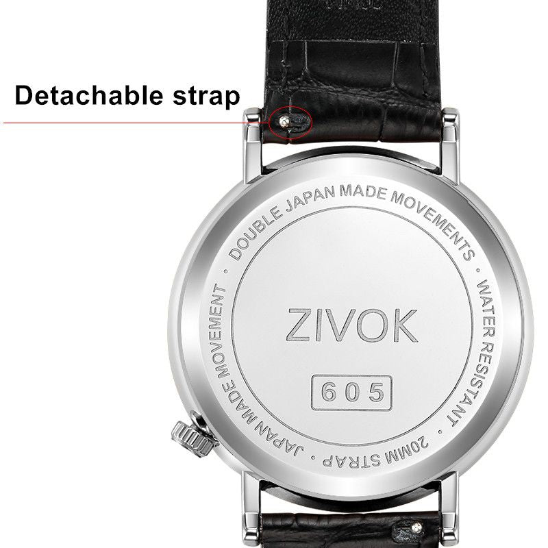 ZIVOK Large Dial Men's Quartz Watches Leather Bracelet Sport Men Watches Waterproof Male Clock Reloj Hombre-4