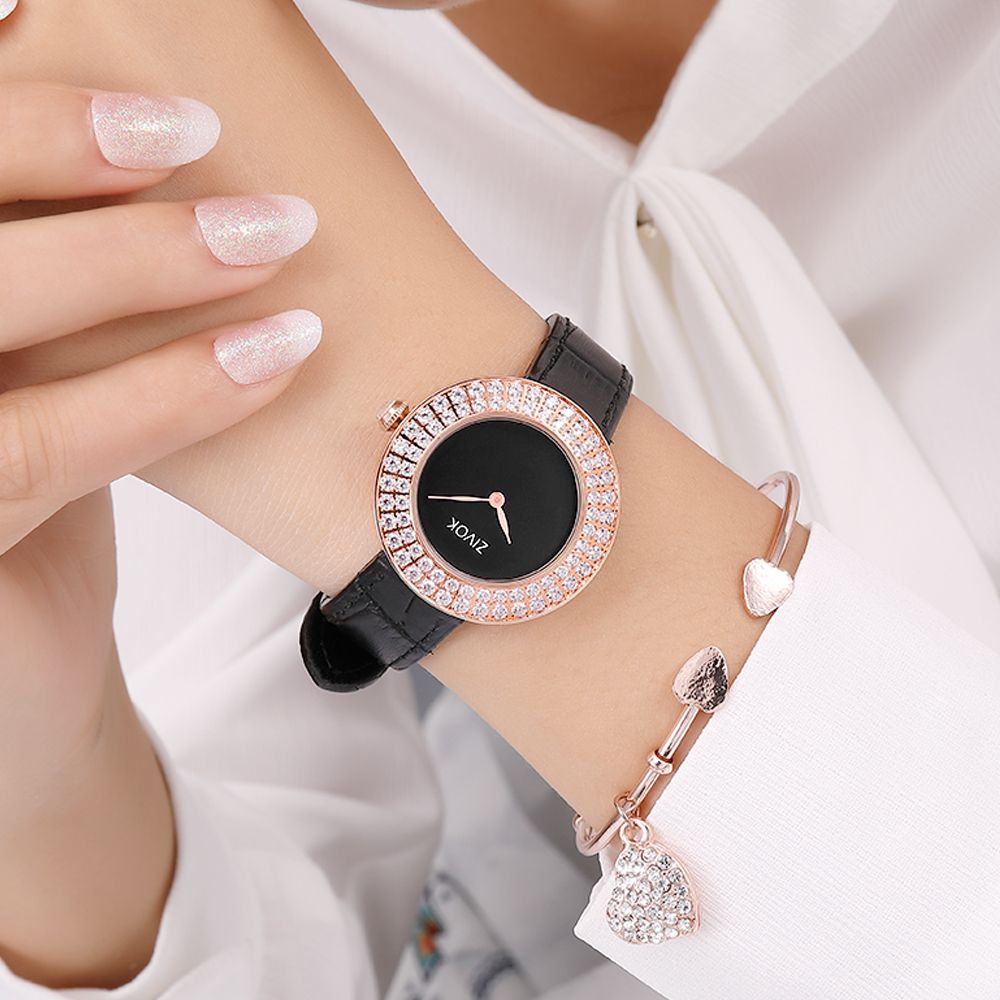 ZIVOK Brand Luxury Women Watches Diamond Ladies Quartz Watch Waterproof Clock Leather Strap Relogio Feminino-5