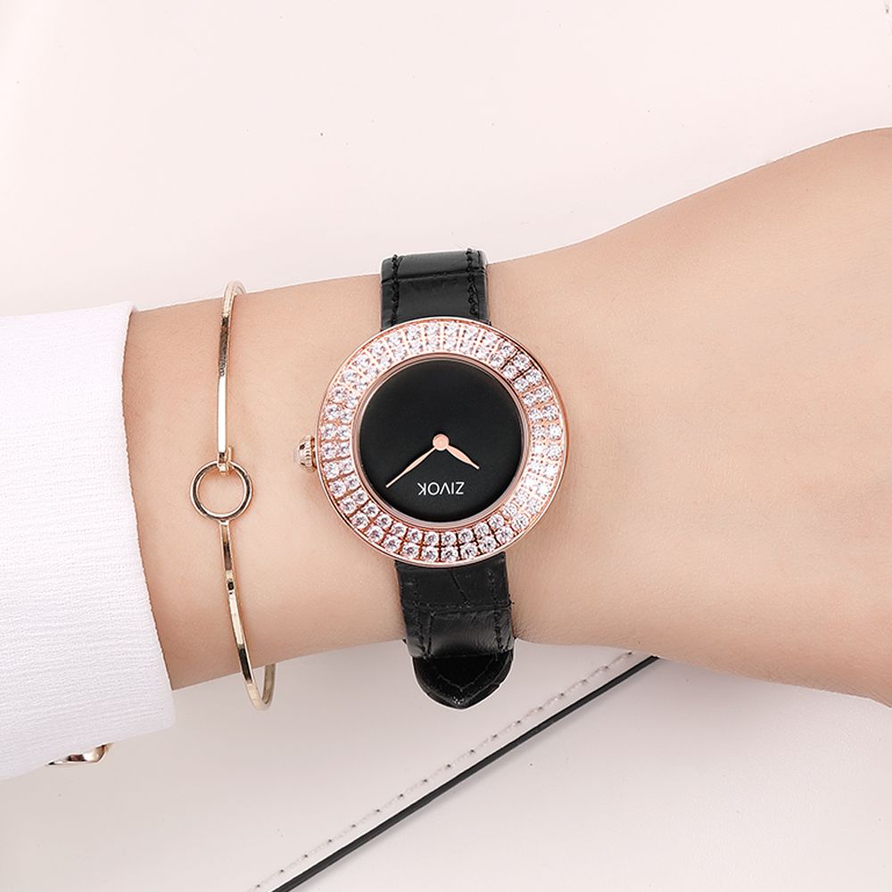 ZIVOK Brand Luxury Women Watches Diamond Ladies Quartz Watch Waterproof Clock Leather Strap Relogio Feminino-6