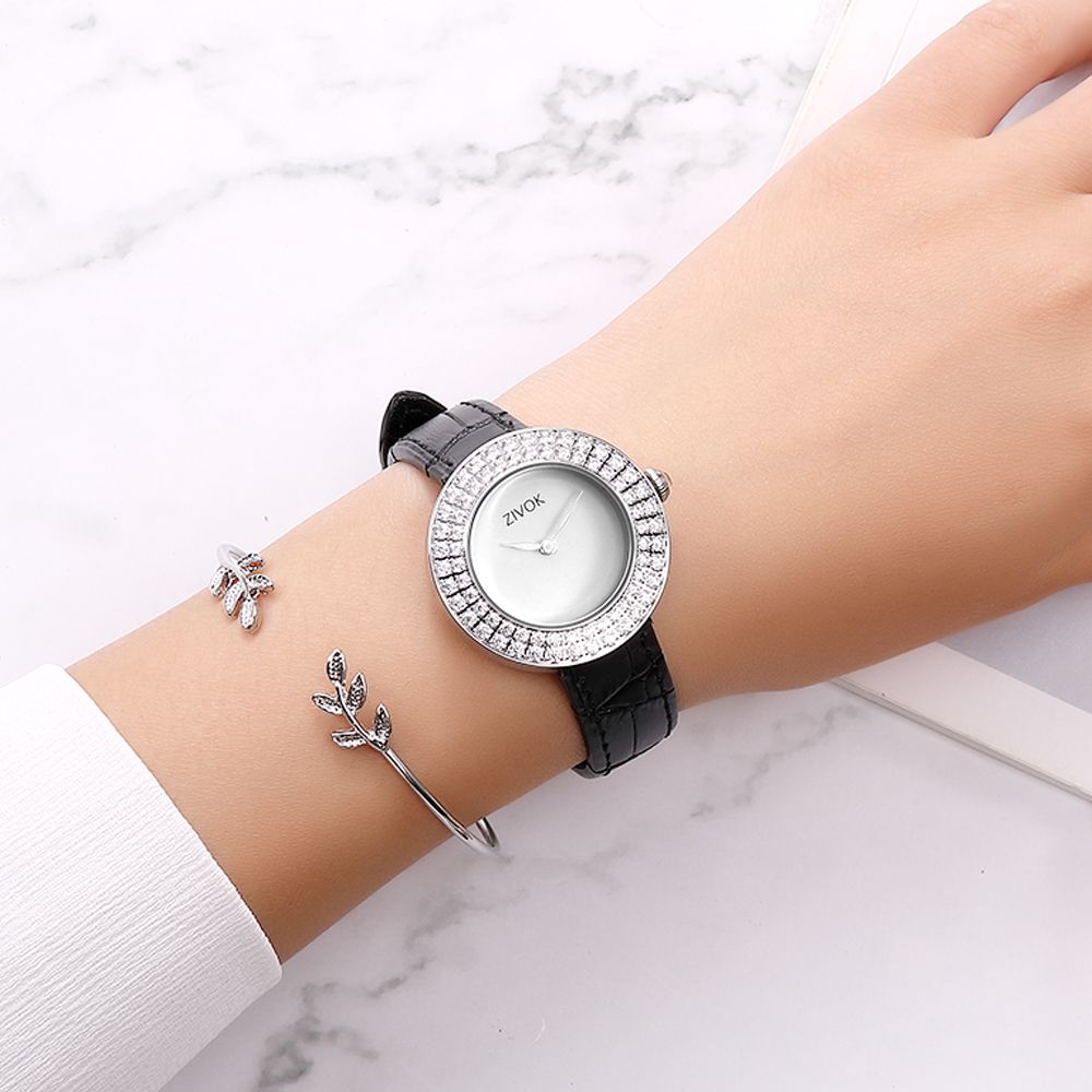 ZIVOK Brand Luxury Women Watches Diamond Ladies Quartz Watch Waterproof Clock Leather Strap Relogio Feminino-7